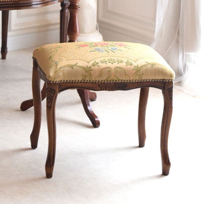 イタリア製 ルネッサンスItalia ドルチェ ローズQUEENオロ猫脚スツール　輸入家具