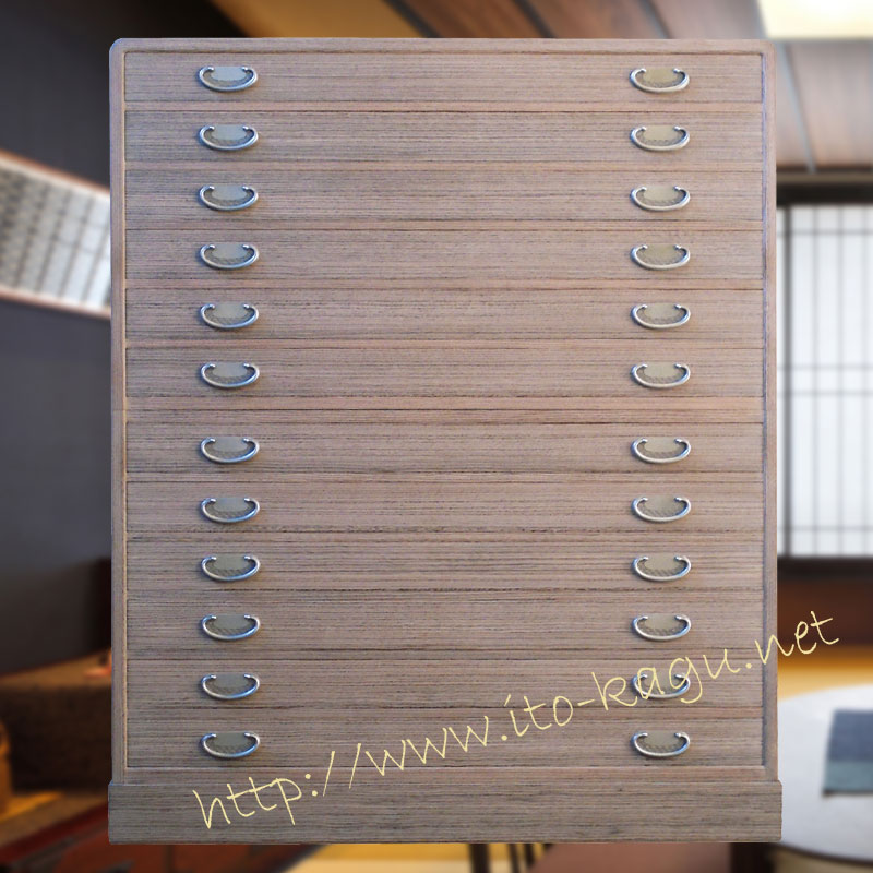 総桐12段着物タンス　焼桐仕上げ