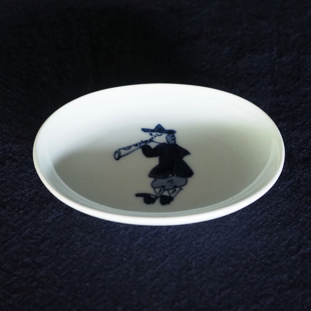 ミューシ゛ック・シリース゛ クラリネット小判小皿　青花　有田焼