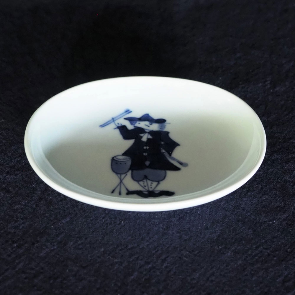 ミューシ゛ック・シリース゛ ティンハ゜ニー小判小皿　青花　有田焼