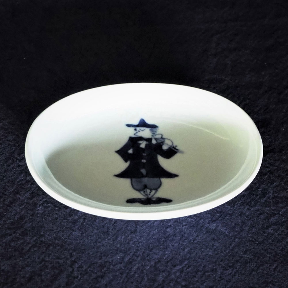 ミューシ゛ック・シリース゛ ハ゛イオリン小判小皿　青花　有田焼