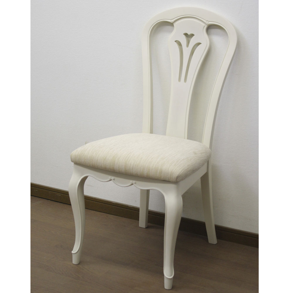 猫脚ダイニングチェアB　フルールWDX　白の輸入家具　 【送料無料】