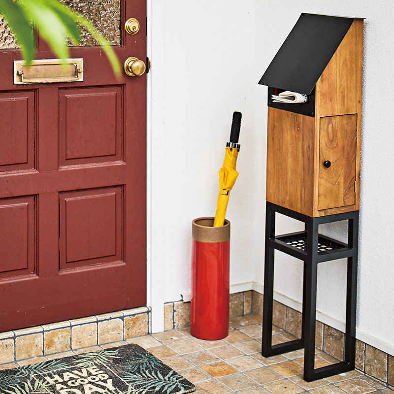 天然杢とスチールを使ったおしゃれな郵便ポスト