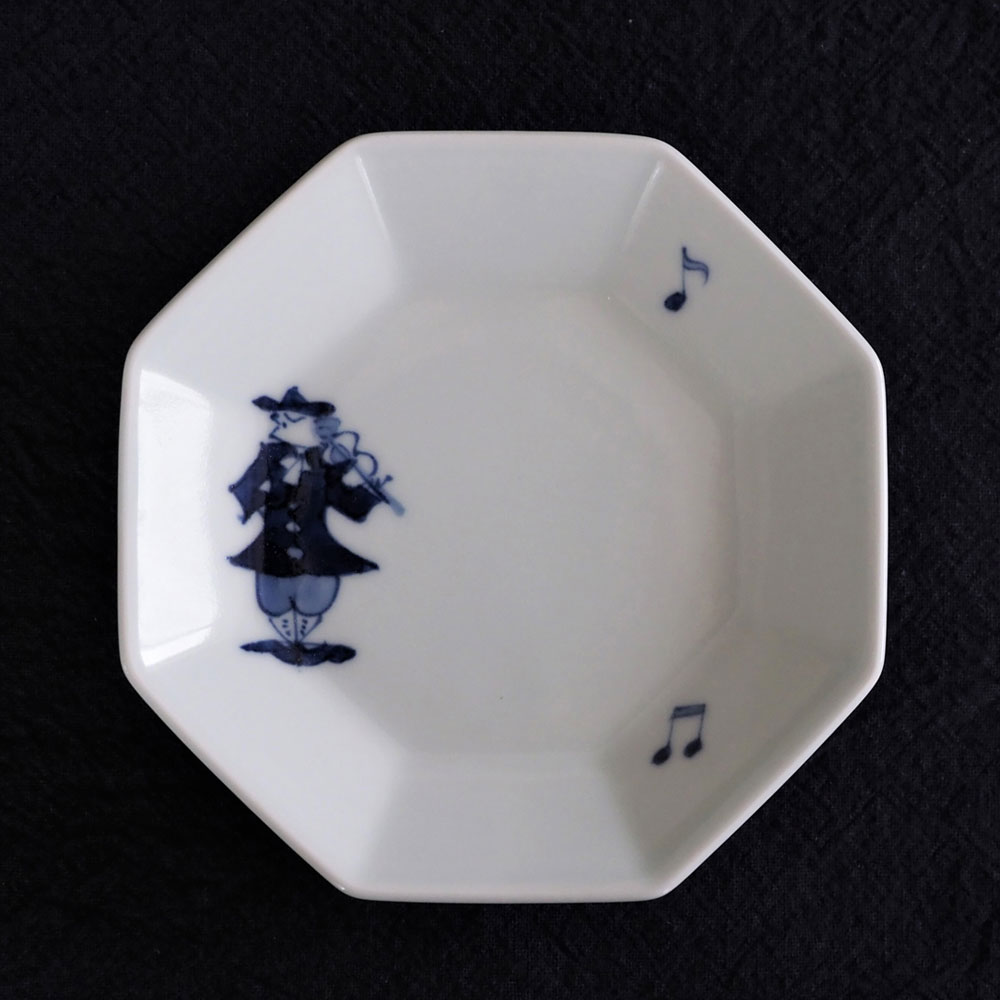ミューシ゛ック・シリース゛ 正八角銘々皿 バイオリン　青花　有田焼