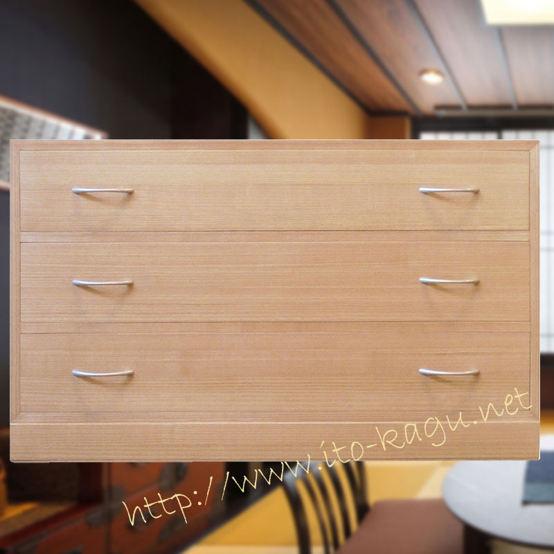 総桐3段チェスト　オイル仕上げ