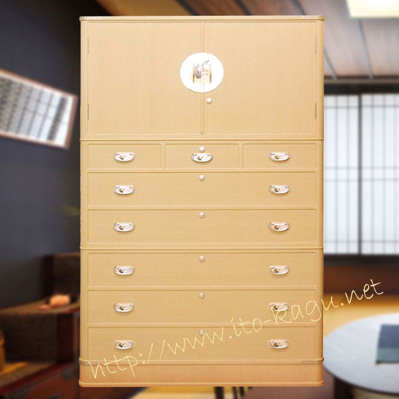 総桐 3.63尺 胴丸衣裳整理兼用たんす　とのこ仕上げ