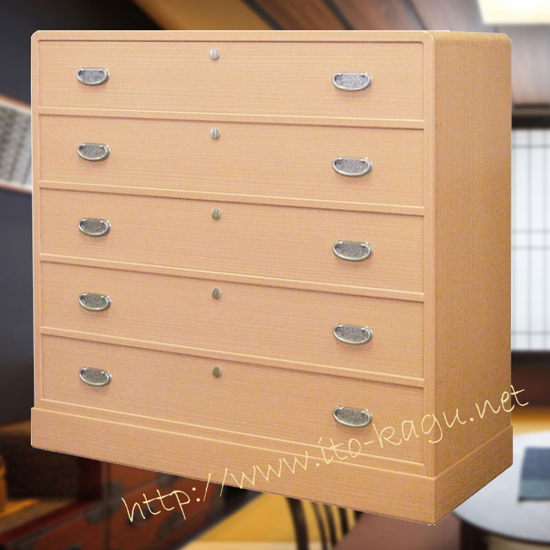 総桐 5段整理たんす　とのこ仕上げ