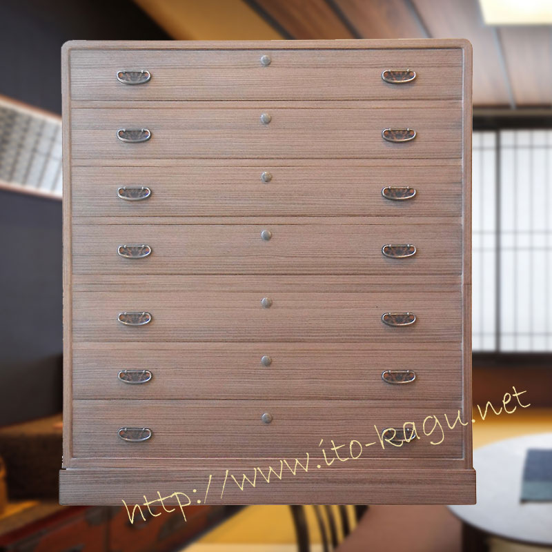 総桐7段整理タンス　焼桐仕上げ