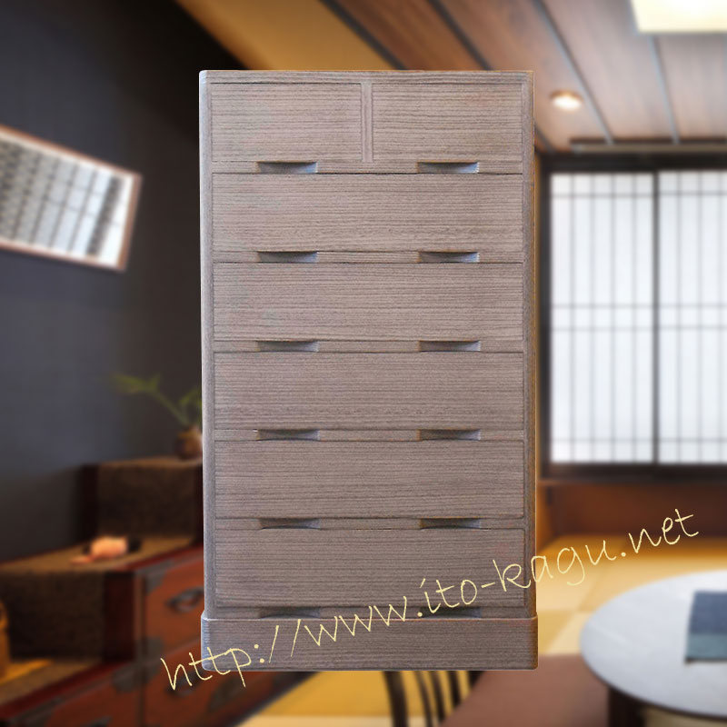 総桐60Wラインチェスト　焼桐仕上げ