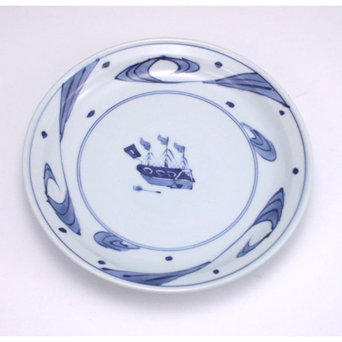 大航海玉渕6寸ケーキ皿　青花　有田焼