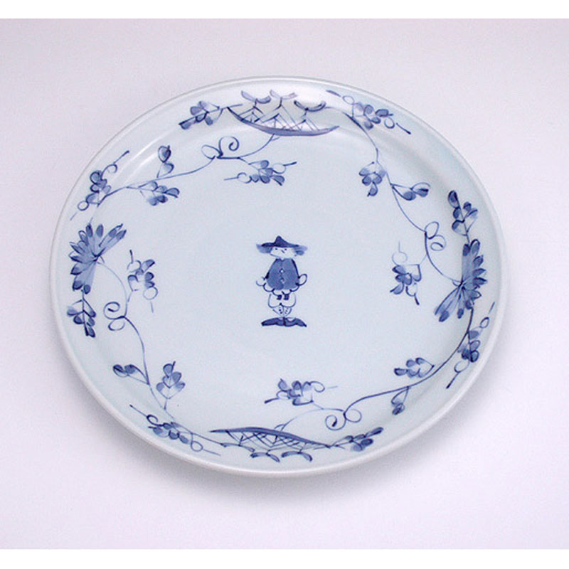 唐草異人玉渕6寸ケーキ皿　青花　有田焼