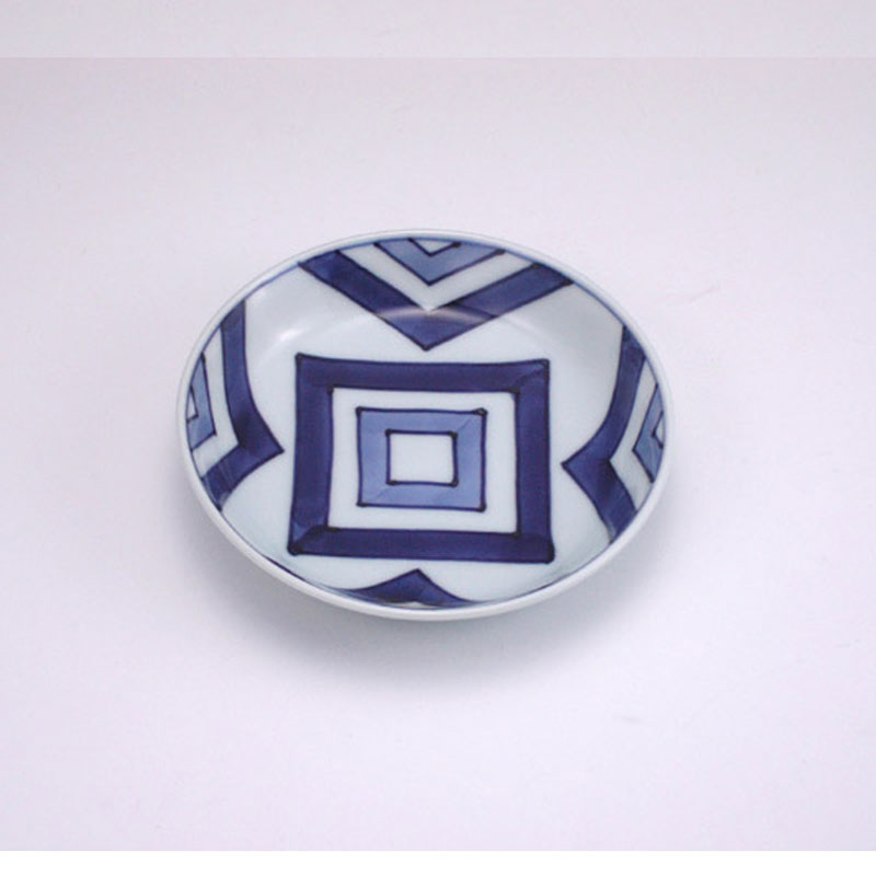 江戸紋渕上り4寸皿　青花　有田焼