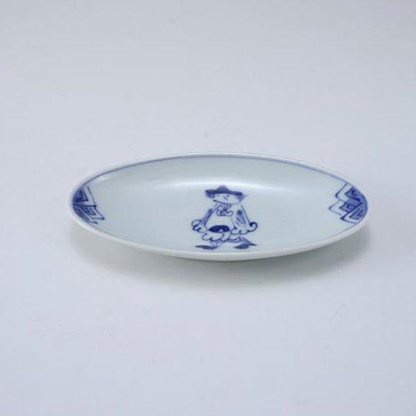 マント異人ミニレモン皿　青花　有田焼