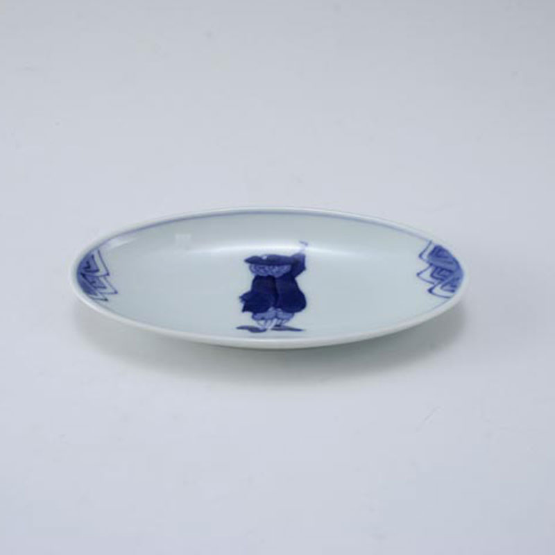 カール紅毛人ミニレモン皿　青花　有田焼