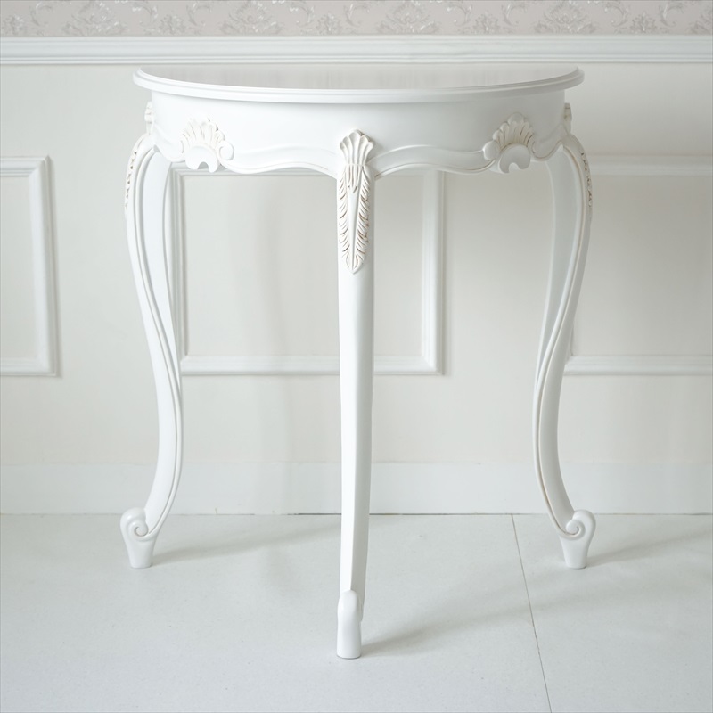 アンティーク調の白色の猫脚コンソール　トリノ サヴォイア シリーズ