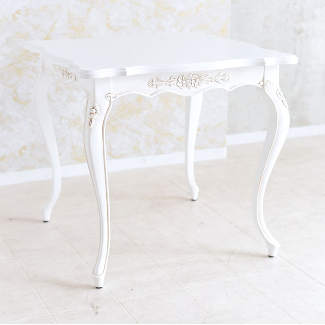 猫脚のエレガントなデザインの80ダイニングテーブル WH 　パレルモシリーズ　送料無料