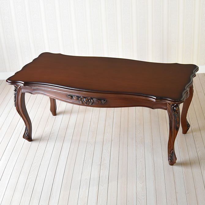 アンティーク調のマホガニーのセンターテーブル ナポリDX　輸入家具