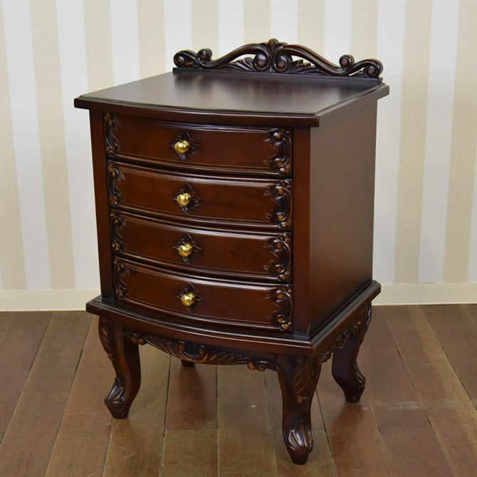アンティーク調のマホガニーモンペリエ・4段チェスト　ナポリDX　輸入家具