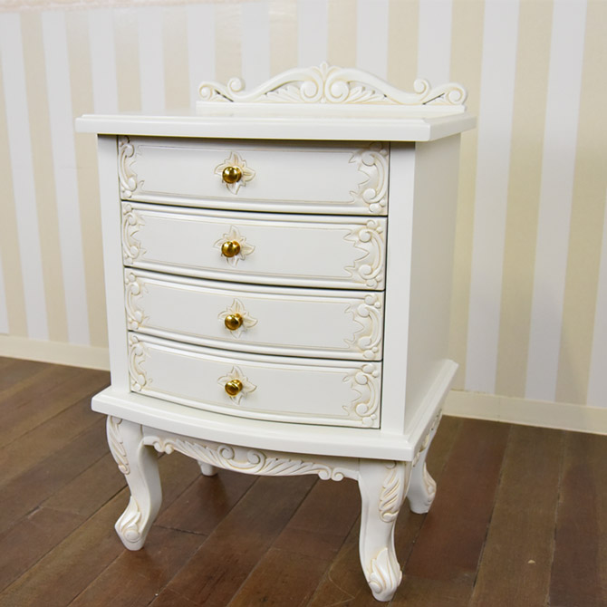 アンティーク調のマホガニーモンペリエ・4段チェストWH　ナポリDX　輸入家具