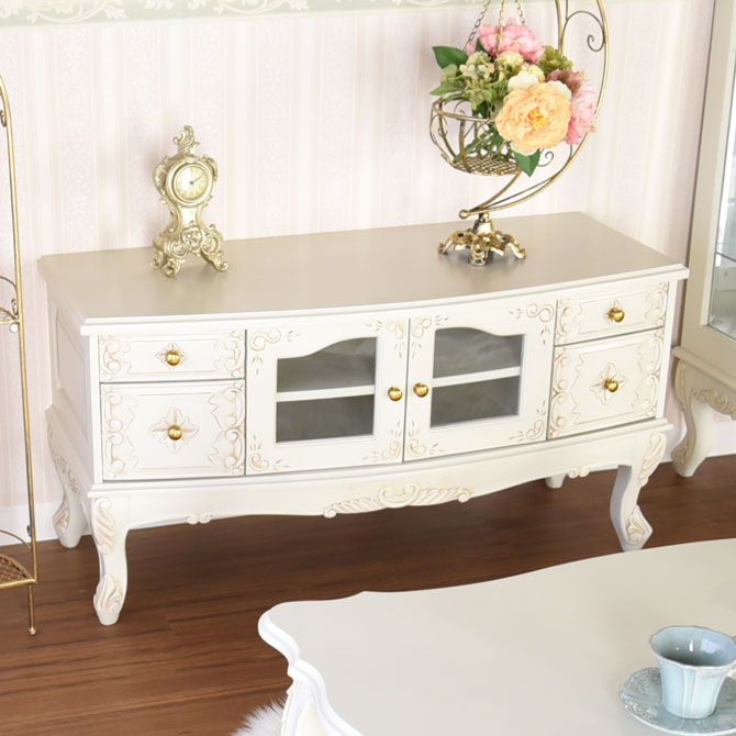 アンティーク調のマホガニー105cm幅テレビボードWH　ナポリDX　輸入家具