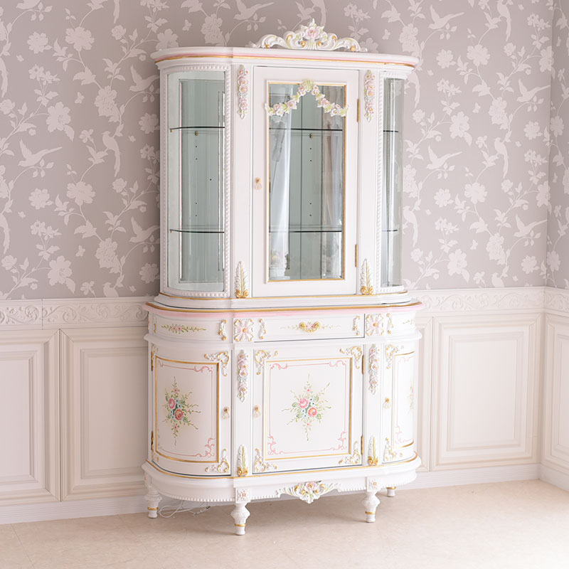 122cm幅カップボード　アントワネットシリーズ　ロココ調家具