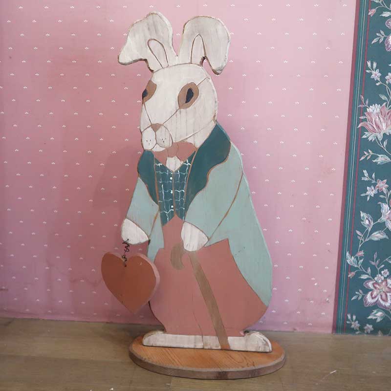 アメリカンカントリー小物　ウサギ特大の木のオーナメント　【送料別途】