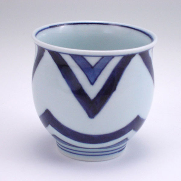 江戸紋反大湯呑　青花　有田焼