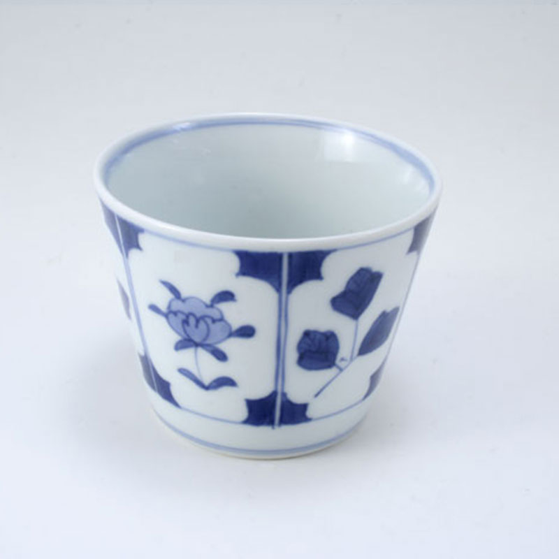 割草花そば猪口(大)　青花　有田焼