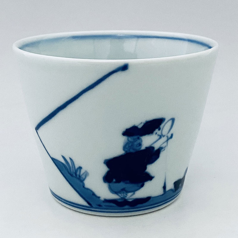 クラシックシリーズ ステッキ異人そば猪口(大) 青花　有田焼