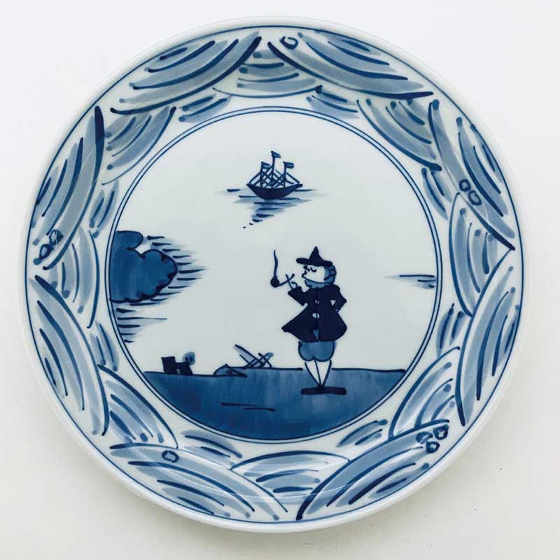 長崎紋玉渕8寸ミート皿　 青花　有田焼
