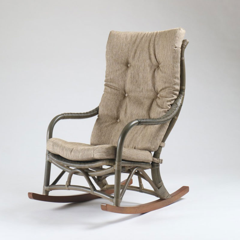 上質な籐のフェルテハイバックロッキングチェアGR　ラタン・籐家具