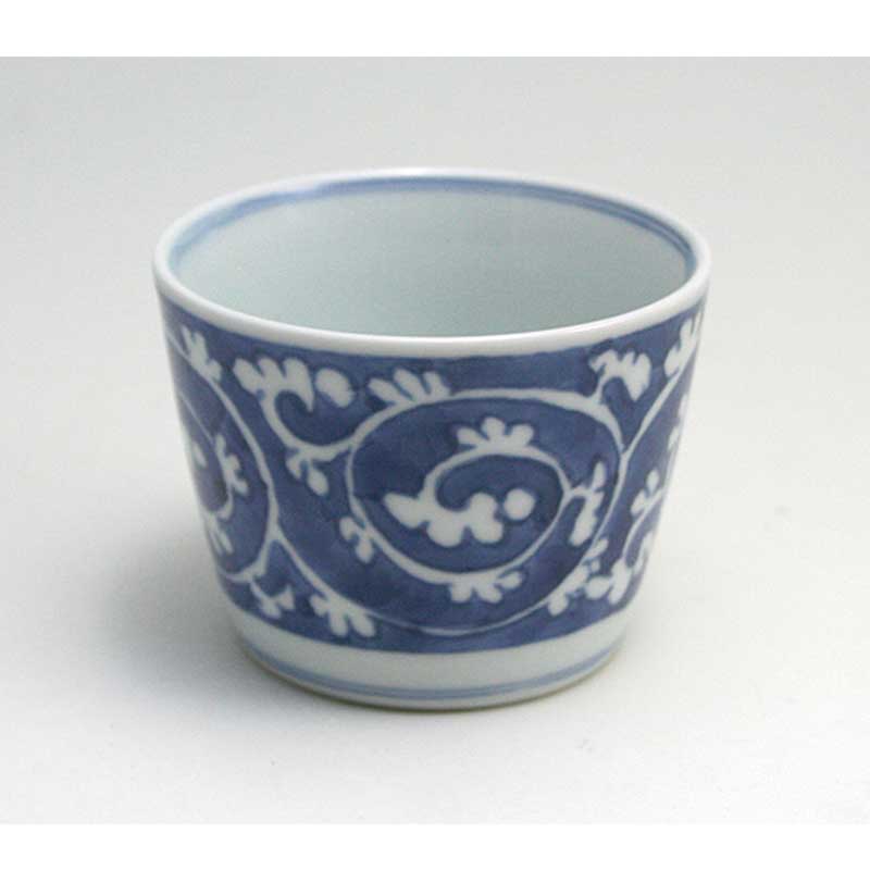 濃唐草そば猪口(小)  青花　有田焼