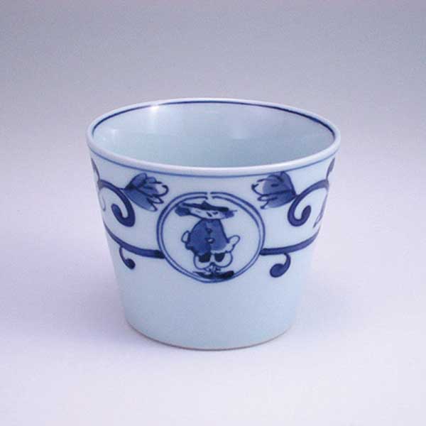 唐草丸紋異人そば猪口 (大)　青花　有田焼