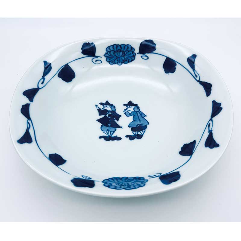 牡丹唐草二人異人両切サラダ　青花　有田焼