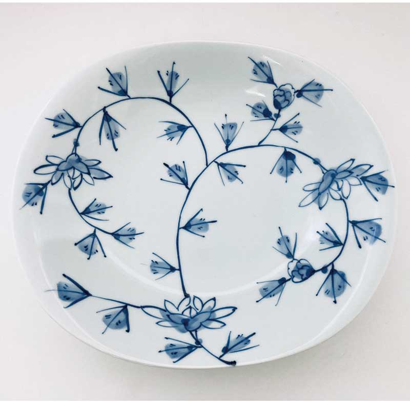 両切プレート HANAKARAKUSA　青花　有田焼
