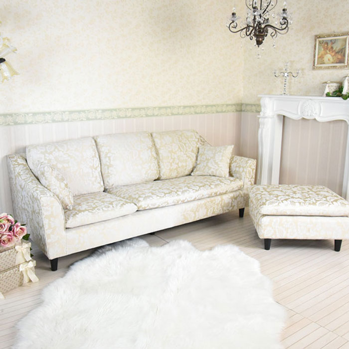 ドマーニ　シャンパンゴールド・3人掛けカウチソファー