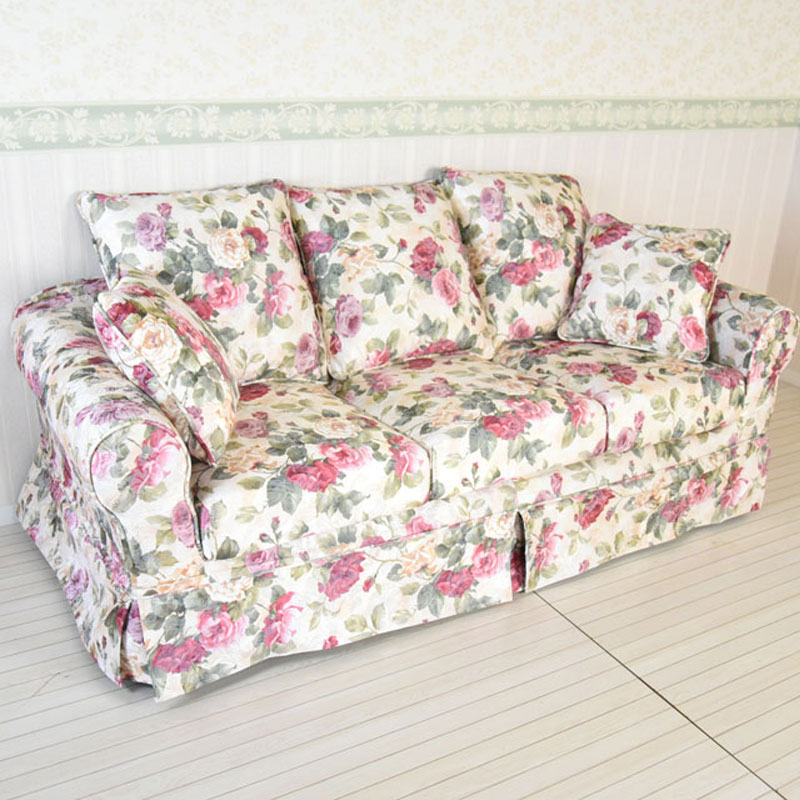 バレンシア　薔薇のカバーリング3Pソファー　1A