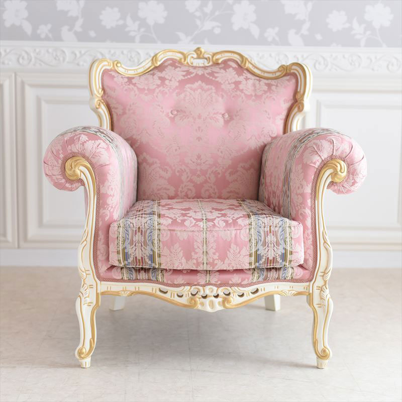 イタリア製 ROCOCOアントワネット ローザ猫脚アームソファ