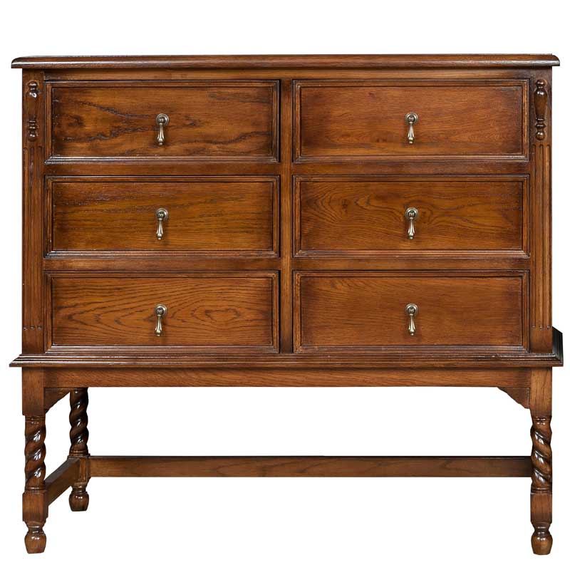 アンティーク調100cm幅チェスト6引き出し　輸入家具　【送料無料】