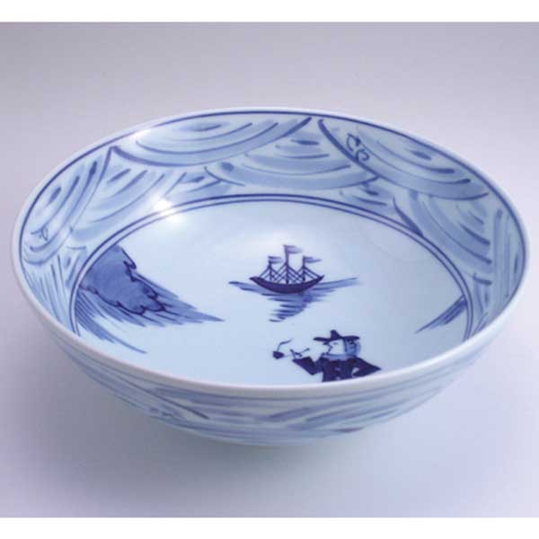 長崎紋中華丼　青花　有田焼