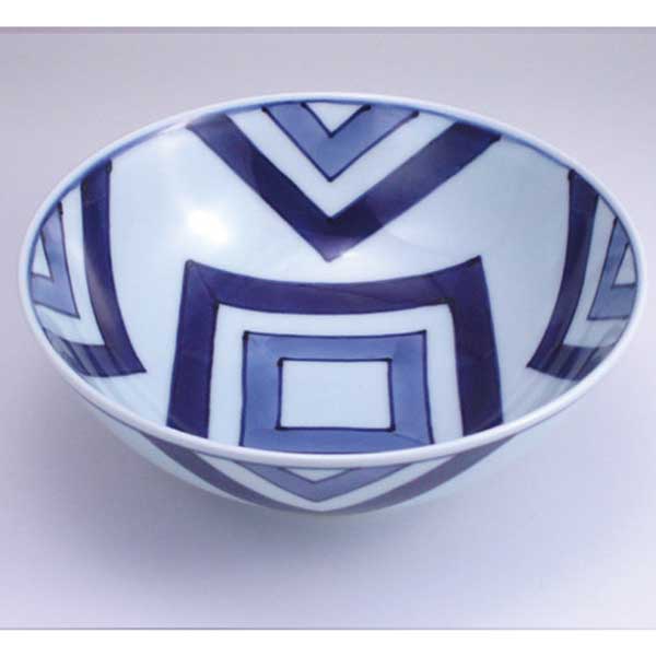 江戸紋中華丼　青花　有田焼