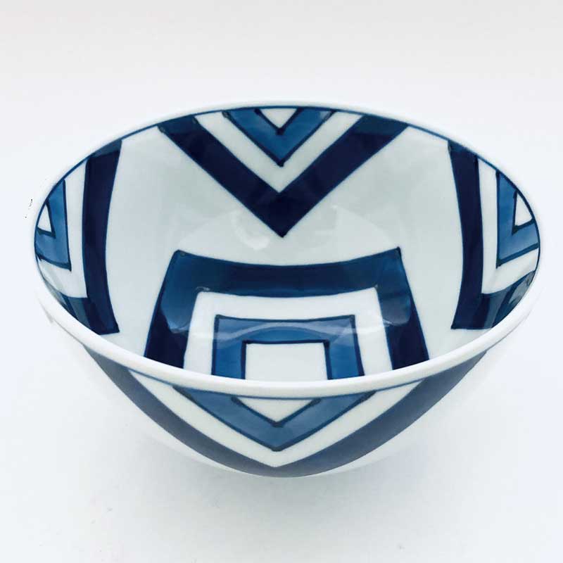 江戸紋5寸深丼　青花　有田焼