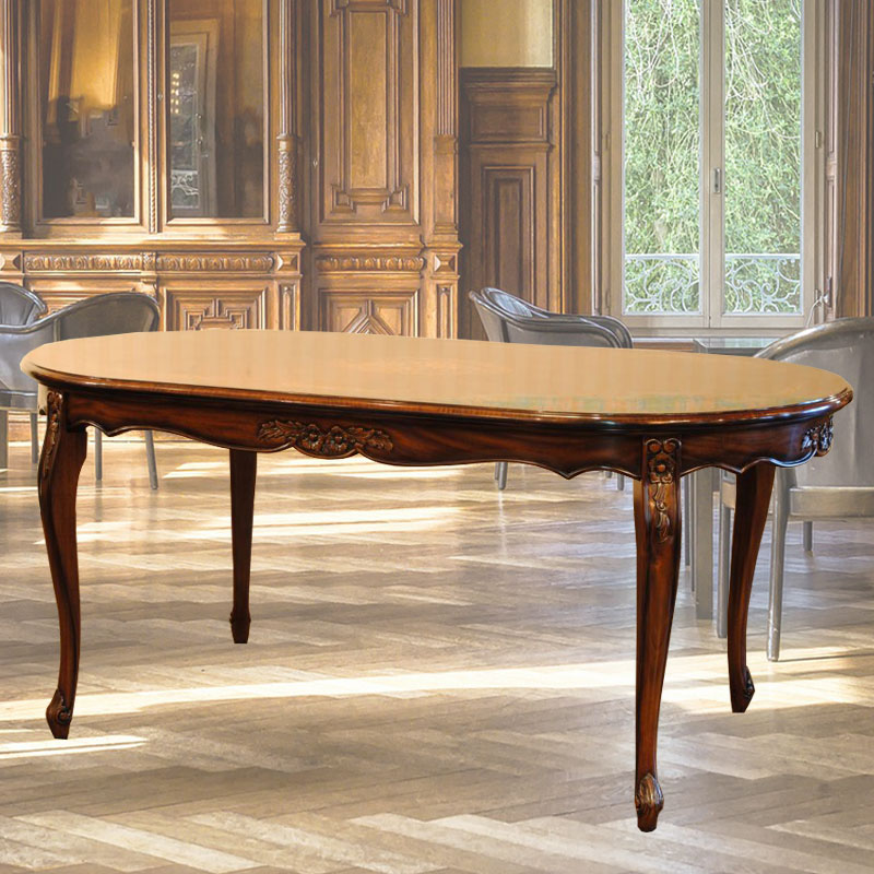 高級マホガニー材で作られた165cm楕円形猫脚ダイニングテーブル【輸入家具】
