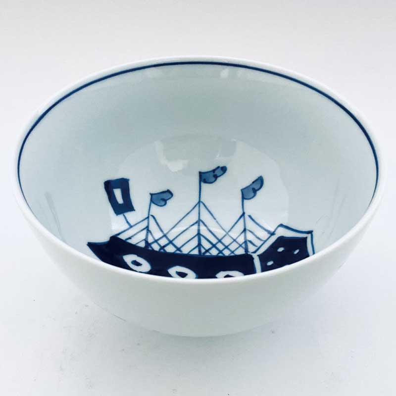 紅毛人5寸深丼　青花　有田焼