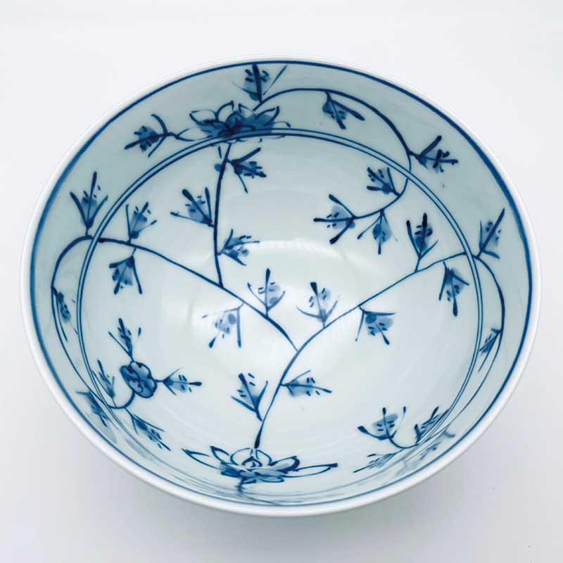 HANAKARAKUSA5寸深丼　青花　有田焼