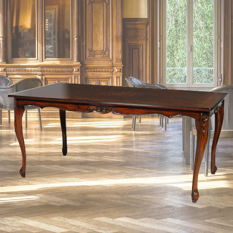 高級マホガニー材で作られた165cm角型猫脚ダイニングテーブル【輸入家具】
