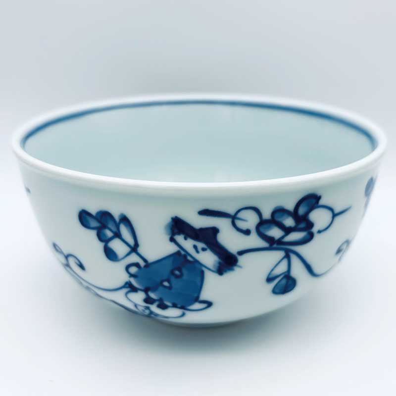 唐草異人4.5寸丼　青花　有田焼