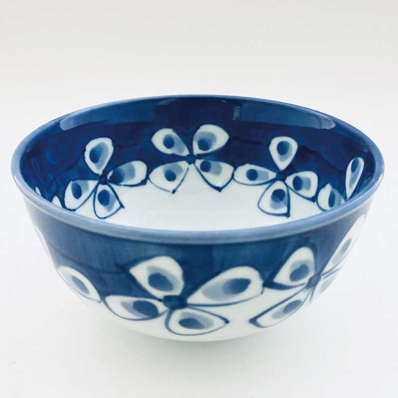 花つなぎ玉渕4.5寸丼　青花　有田焼