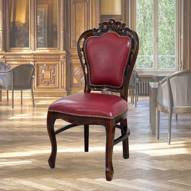 高級マホガニー材で作られたの猫脚ダイニングチェア(RED)　2脚セット【輸入家具】