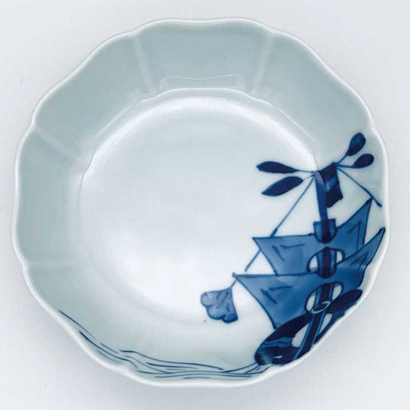 クラシックシリーズ 帆船八方割小鉢　青花　有田焼